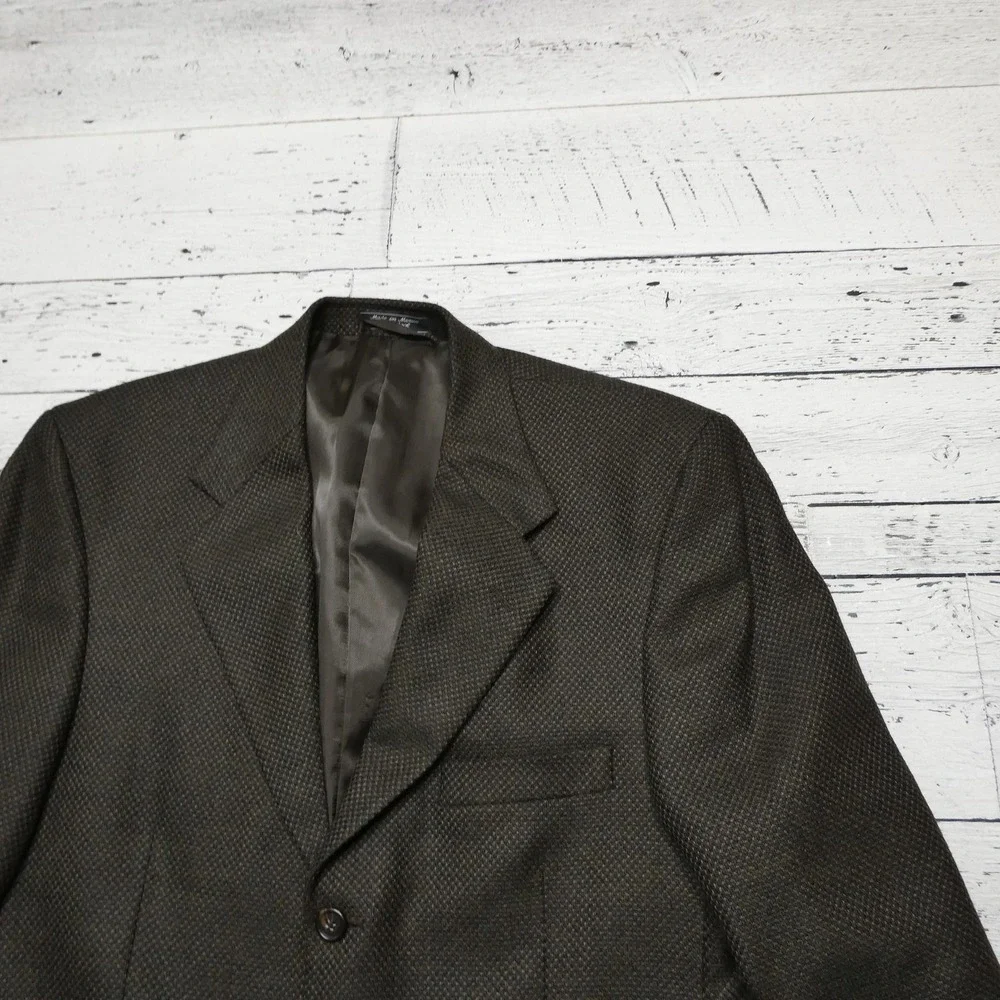 Bernhard Altmann Blazer Mens 42L Brown Check Wool Tweed Sport Coat Jacket